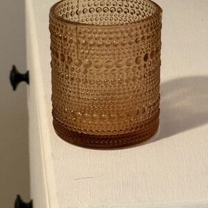 Textured Brown Glass Candle Holder
